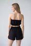 Women's Black Two-Thread Strapless Athlete Shorts Set - 2