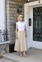 Elastic Waist Ornamental Pocket Detailed Poplin Fabric White Dress - 6