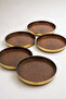 Brown Sparkling Glass Cake Plate with 6 Gold Edges - - 6