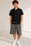 Boys' Two-Piece Set 6-15 Years Old Black Polo T-Shirt Tie-Up Shorts Summer Casual Combination - 3