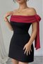 Women's Madonna Collared Ribbon Detailed Short Imported Crepe Dress - 4