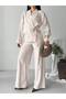 Thin Brooch Tie-Up Oversized Modal Jacket and Trousers Set - 5