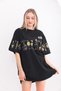 Women's Short Sleeve Summer T-Shirt Crew Neck Printed Oversize T-Shirt - Black - 5