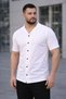 Men's Waffle Fabric Open Collar Buttoned Regular Fit Shirt Set of 2 Black-White - 3