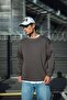 Men's Crew Neck 3 Thread Cotton Basic Sweatshirt - Anthracite Mariposa Secret - 3