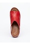 Artı-Artı020-1001 Genuine Leather Women's Daily Red Wedge Heeled Slippers - 5