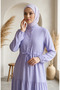 Hakim Yaka Polka Dot Hijab Dress 0290-07 Lilac - 4