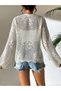 Women's Openwork Knitwear Cardigan with Tie Detail, Summer Casual Cardigan - 2