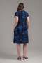 Women's Navy Blue Tie-Dye Painting Plus Size Stretchy Midi Dress - 7