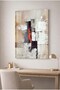 Modern Beige Decorative Tempered Glass Table with Orange and Black Dynamic Highlights - Business, Home and School Table