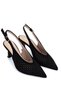 Women's Genuine Leather Black Suede Heeled Shoes - 3
