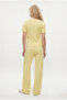 Women's Elix Modal Touch Crew Neck Elastic Waist Pocketed Yellow Top and Bottom Set - 5