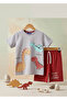 Boy's Shorts Suit Dinosaur Printed - 2