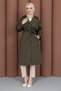 Women's Youthful Trench Coat with Buttons on the Back, Slits and Apollet Detail - 3