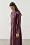 Linen Pleated Zipper Dress in Plum - 5