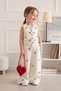 My Little Girl's Cherry Embroidered Detailed Vest Set - Cream