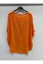 Orange Italian Plus Size Asymmetrical Cut Long Blouse Tunic with Necklace 42 - 52 Size - 3