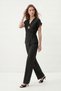 Black Floral Brooch Tie-Up Vest Trouser Suit 5705 - 2