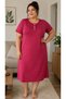 Women's Plus Size Floral and Speckled Patterned Buttoned Nightgown Home Dress Oversized Cotton Short Sleeve Stylish Comfortable Spacious Quality Fabric Nightgown Homewear - 2