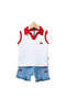 Baby Girl Polo Collar Cherry Embroidered Denim Shorts Summer 2-Piece Set - 5