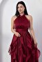 Halter Neck Ruffled Satin Dress Eli̇6073 - 2