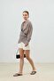 Ecru Pleated Women's Shorts - 3