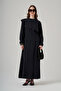 Modal Suit with Ruffle Detail Skirt on the Front 1088 Black - 2