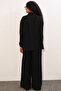Women's Textured Shirt and Pants Two-Piece Set 6710 - Black - 7