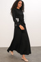 Women's Scarf Blouse Skirt Double Set 8077 - Black - 3