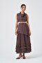 Women's Vest Skirt Linen Set Brown 31358 - 4