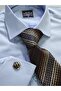 Blue Double Cuff Slim Fit Shirt with Brown Tie, Cufflinks, and Handkerchief in a 4-Piece Gift Box Set - 6