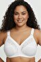 White Plus Size Premium Quality Women's Lace Gathering Bra C Cup - Comfortable Minimizer Wire Free Underwear Without Underwire and Sponge - 4