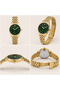 33mm Green Dial Gold Color Metal Band Women Wrist Watch - 2