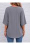 Women's Short Sleeve V-Neck Buttoned Blouse - 3