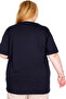 Mode XL Real Big Size Women's T-Shirt Bıs Collar Black U26124 Navy Blue - 4