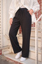 Women's Elastic Waist Lace Detail Trousers Black - 2