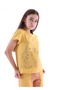 Organic Giraffe Printed Yellow Summer Girl's Tshirt