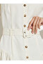 Cream Belted Shirt Maxi Dress - 4