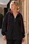 Women's Black Color Lined Hooded Raincoat with Fleto Pockets Arm-26Y001092