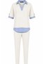 Women's sleeve lapel striped shirt collar short sleeve blouse pants modal suit - 5