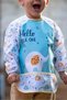 Elephant Patterned Liquid-Proof Long Sleeve Activity and Feeding Bib for 6-24 Months - 4