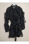 Special Design Stone Embellished Laced Flounce Imported Mini Dress with Inner Lining Long Sleeves Standard Size - 4