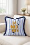 La Dolce Vita Written Striped Fringed Throw Pillow Cover - Navy Blue Tasseled Marine Themed Pillowcase - 4