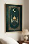Emerald Green Mosque and Crescent View Single Wooden Table Natural Wood Framed Home and Business Table - 3