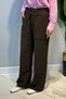 Women's Pocket Detailed Wide Leg Authentic Muslin Trousers 1023 Bitter Brown - 3