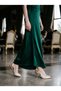 Patent Leather Women's Heeled Evening Dress Shoes Gold Detailed Stiletto Flat Open Back - 6