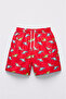 Boys' Colorful Shark Printed Swim Shorts with Zipper Pockets