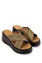 Women's Textile Tan Heeled Slippers - 2
