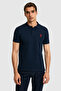 Men's Slim Fit Polo Collar Navy Blue Basic T-Shirt 50322304-Vr033