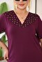 Plus Size Purple Blouse with Pearl Detail - 7